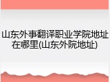 山东外事翻译职业学院地址在哪里(山东外院地址)