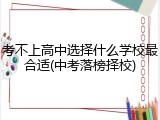 考不上高中选择什么学校最合适(中考落榜择校)
