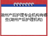 湖州产后护理专业机构有哪些(湖州产后护理机构)