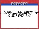 广东肇庆正规叛逆青少年学校(肇庆叛逆学校)