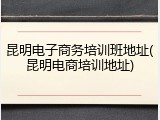 昆明电子商务培训班地址(昆明电商培训地址)