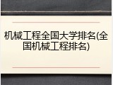 机械工程全国大学排名(全国机械工程排名)
