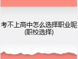 考不上高中怎么选择职业呢(职校选择)