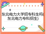 东北电力大学招专科生吗(东北电力专科招生)