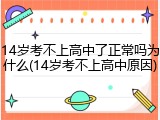 14岁考不上高中了正常吗为什么(14岁考不上高中原因)