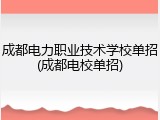 成都电力职业技术学校单招(成都电校单招)
