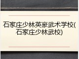 石家庄少林英豪武术学校(石家庄少林武校)