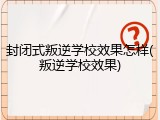封闭式叛逆学校效果怎样(叛逆学校效果)