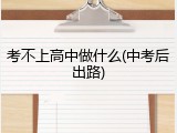 考不上高中做什么(中考后出路)