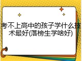考不上高中的孩子学什么技术最好(落榜生学啥好)