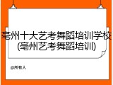 亳州十大艺考舞蹈培训学校(亳州艺考舞蹈培训)