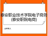 泰安职业技术学院电子商务(泰安职院电商)