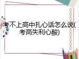 考不上高中扎心话怎么说(考高失利心酸)