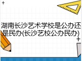 湖南长沙艺术学校是公办还是民办(长沙艺校公办民办)