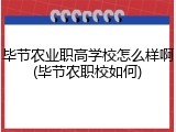 毕节农业职高学校怎么样啊(毕节农职校如何)