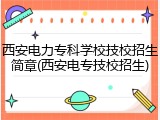 西安电力专科学校技校招生简章(西安电专技校招生)