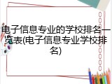 电子信息专业的学校排名一览表(电子信息专业学校排名)