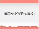 舞蹈专业的学校(舞校)