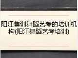 阳江集训舞蹈艺考的培训机构(阳江舞蹈艺考培训)