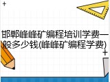 邯郸峰峰矿编程培训学费一般多少钱(峰峰矿编程学费)