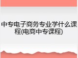 中专电子商务专业学什么课程(电商中专课程)
