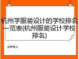 杭州学服装设计的学校排名一览表(杭州服装设计学校排名)