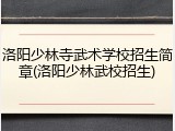 洛阳少林寺武术学校招生简章(洛阳少林武校招生)