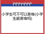 小学生可不可以寄宿(小学生能寄宿吗)