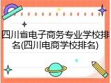 四川省电子商务专业学校排名(四川电商学校排名)