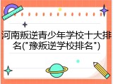 河南叛逆青少年学校十大排名("豫叛逆学校排名")
