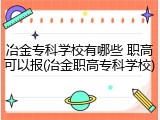 冶金专科学校有哪些 职高可以报(冶金职高专科学校)
