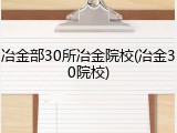 冶金部30所冶金院校(冶金30院校)