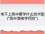 考不上高中要学什么技术呢("高中落榜学何技")