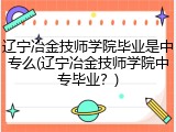 辽宁冶金技师学院毕业是中专么(辽宁冶金技师学院中专毕业？)