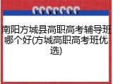 南阳方城县高职高考辅导班哪个好(方城高职高考班优选)