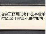 冶金工程可以考什么事业单位(冶金工程事业单位报考)