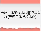 武汉贵族学校排名情况怎么样(武汉贵族学校排名)