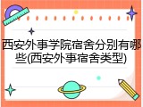 西安外事学院宿舍分别有哪些(西安外事宿舍类型)