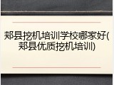 郏县挖机培训学校哪家好(郏县优质挖机培训)