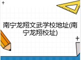 南宁龙翔文武学校地址(南宁龙翔校址)