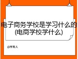 电子商务学校是学习什么的(电商学校学什么)