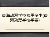 青海动漫学校费用多少(青海动漫学校学费)
