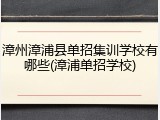 漳州漳浦县单招集训学校有哪些(漳浦单招学校)