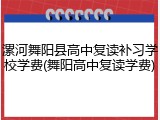 漯河舞阳县高中复读补习学校学费(舞阳高中复读学费)
