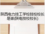 陕西电力技工学校技校校长是谁(陕电技校校长)