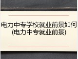 电力中专学校就业前景如何(电力中专就业前景)