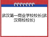 武汉第一商业学校校长(武汉商校校长)