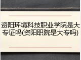 资阳环境科技职业学院是大专证吗(资阳职院是大专吗)