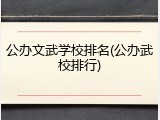 公办文武学校排名(公办武校排行)