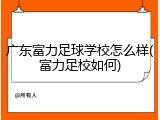 广东富力足球学校怎么样(富力足校如何)